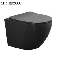 ceramic bathroom wall mounted  rimless toilet matt black color wall hung toilet