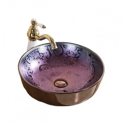 New design gold electroplate wash basin copper gold color ceramic sink