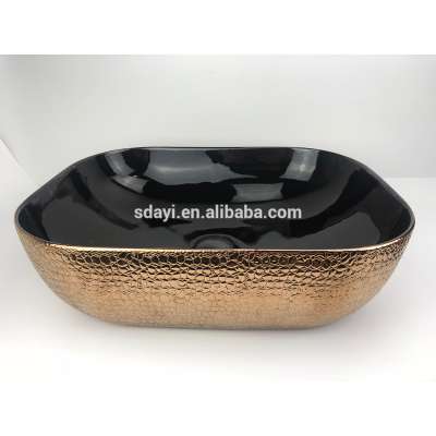 2020 NEW  wash basin gold color ceramic wash basin crocodile design