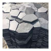 Cheap black color flag shape cultured stone wall covering exterior wall and floor slate tile