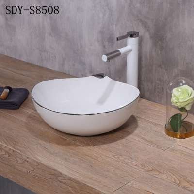 bathroom small size ceramic gold color hand  wash sink golden basin