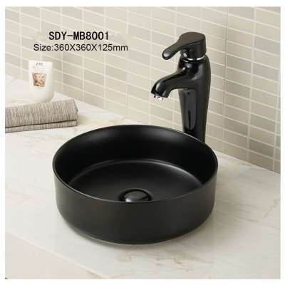 ceramic matt black  gray  color bathroom sink  green color wash hand basin