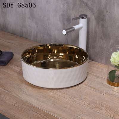 ceramic gold slivery color wash sink bathroom golden colorful small wash basin