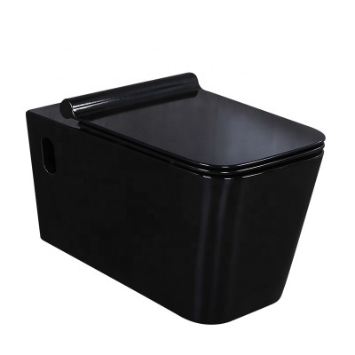 ceramic sanitary ware black color toilet black wall mounted toilet