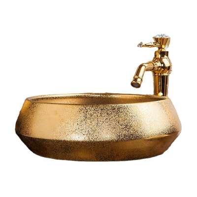 ceramic golden color wash sink bathroom lavabo electroplated basin